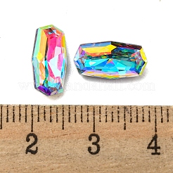ガラスラインストーンカボション  ポイントバック＆バックメッキ  多面カット  長方形  アクアマリン  12x6.4x4.5mm&nbsp;RGLA-M017-M01-202ST