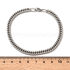 男性用304ステンレススチール製キューバンチェーンブレスレット  ステンレス鋼色  8-1/4インチ（20.8cm）&nbsp;BJEW-B140-06B