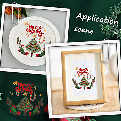 初心者向けクリスマス DIY 刺繍スターターキット  刺繍枠付属  糸と針  ファブリック  クリスマスツリー  301x301x0.4mm&nbsp;AJEW-WH20816-026