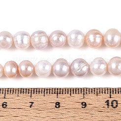 天然養殖淡水パールビーズ連売り  ポテト  桃パフ  6.5~7mm  穴：0.4~0.5mm  約24~26個/連  6.89~7.09''（17.5~18センチメートル）&nbsp;PEAR-T006-11