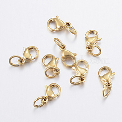 イオンプレーティング（IP）304ステンレススチールカニカン  ゴールドカラー  9x6x3mm  穴：3.5mm&nbsp;X-STAS-P139-A9-G