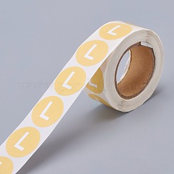 紙粘着衣類サイズラベル  洋服用  サイズタグ  サイズlのラウンド  きいろ  25mm  500PCS /ロール&nbsp;LS-DIY-A006-B01