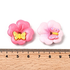 オペーク樹脂カボション  蝶と花  ミックスカラー  25x25x8.5mm&nbsp;RESI-K046-10