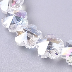 電気メッキガラスビーズセット  ABカラーメッキ  多面カット  花  クリアAB  13.5x8mm  穴：1mm  約25個/連  12.5インチ（32cm）&nbsp;EGLA-F132-AB03