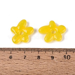手作りランプワークビーズ  花  ゴールド  18~18.5x17~17.5x4~5mm  穴：3~4mm&nbsp;LAMP-N024-38N