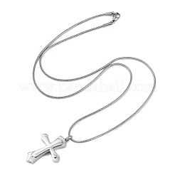 304ステンレススチール製クロスペンダントペット骨壷灰ネックレス  変色しない  ステンレス鋼色  21.85インチ（55.5cm）&nbsp;NJEW-S455-02P