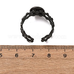 中空の花模様の304ステンレススチール製カフリング部品  ラウンドベゼルカップリングセッティング  イオンプレーティング（ip）  ブラック  10mm  usサイズ8 1/2(18.5mm)  トレイのサイズ：8mm&nbsp;STAS-P454-03A-B