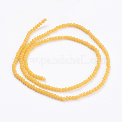 オペークソリッドカラーガラスビーズ連売り  イミテーション翡翠  多面カット  ロンデル  オレンジ  3x2mm  穴：0.8mm  約135~140個/連  11.81~13.38インチ（30~34cm）&nbsp;X-GLAA-F078-A05