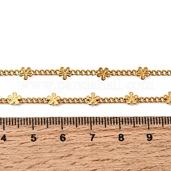 女性用4.5mm 304ステンレススチール製フラワーカーブチェーンネックレス  ゴールドカラー  15.87インチ（40.3cm）&nbsp;NJEW-G199-01G