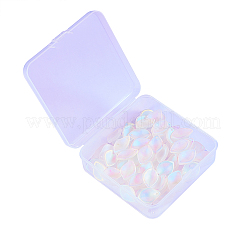 100個のガラスチャーム  ABカラーメッキ  花弁  ホワイト  19x13x4.5mm  穴：1mm&nbsp;GLAA-CJ0001-50