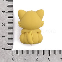 シリコンビーズ  猫の形  ゴールデンロッド  28x20.5x16.5mm  穴：2mm&nbsp;SIL-S010-04E
