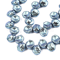 Abs プラスチック模造パール ビーズ 連売り  ABカラーメッキ  ナゲット  ライトシーグリーン  13x12x7mm  穴：0.9mm  約36個/連  13.39インチ（34cm）&nbsp;KY-N015-12-A02
