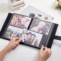 6インチのPUレザーポケットアルバム  結婚式・家族・卒業旅行に  長方形  ブラック  227x183x53.5mm  内径：105x152mm&nbsp;AJEW-WH0077-082