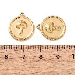 304ステンレスペンダント  フラットラウンド  イオンプレーティング（ip）  18KGP本金メッキ  キノコ  17.5x15x3mm  穴：1.4mm&nbsp;STAS-P432-01A-G