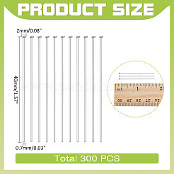 304ステンレススチールボールヘッドピン300個  ステンレス鋼色  40x0.7mm  21ゲージ  ヘッド：2mm&nbsp;STAS-ME0002-67