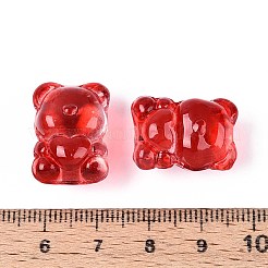 ベーキングペイント透明ガラスビーズ  ハートで耐える  レッド  20~20.5x14.5~15x13.5~14mm  穴：1.5~1.6mm&nbsp;DGLA-N018-02F