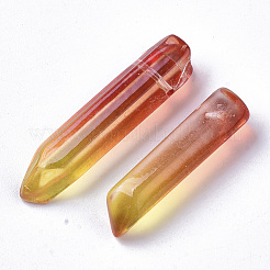 ツートンガラスビーズ  トップドリルビーズ  弾丸  きいろ  25~40x7~8x6~7mm  穴：0.9mm&nbsp;LS-GLAA-S167-13B