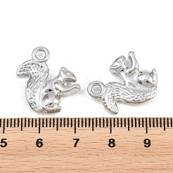 秋の合金ペンダント  リスのチャーム  ラックめっき  カドミウムフリーと鉛フリー＆ニッケルフリー  プラチナ  20x18.5x3.5mm  穴：2.5mm&nbsp;PALLOY-T096-04B