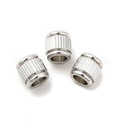 変色しない201ステンレススチールヨーロピアンビーズ  大穴ビーズ  コラム  ステンレス鋼色  8x8mm  穴：5mm&nbsp;STAS-M089-03P