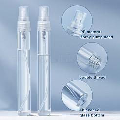 10mlガラススプレーボトル  PPプラスチック蓋付き  エッセンシャルオイル用  香水  118x14mm&nbsp;MRMJ-WH0052-02-10ml