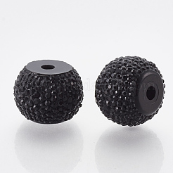 樹脂製ラインストーンビーズ  ロンデル  ブラック  15~15.5x12mm  穴：3mm&nbsp;RESI-T020-02F-01