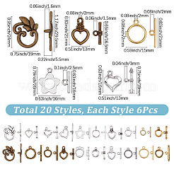 120 セット 20 スタイルのチベットスタイル合金マンテル  カドミウムフリー＆鉛フリー  混合図形  ミックスカラー  6セット/スタイル&nbsp;FIND-SP0004-65