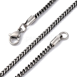 2mm 304 ステンレススチール ウィートチェーンネックレス  洗練された  ガンメタ色  23.90インチ（60.7cm）&nbsp;NJEW-Q013-16A