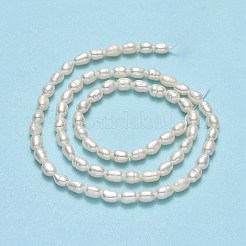 天然養殖淡水パールビーズ連売り  ライス  リネン  5~5.5x3.5~3.8mm  穴：0.5mm  約59個/連  13.78''（35センチメートル）&nbsp;PEAR-J006-09A