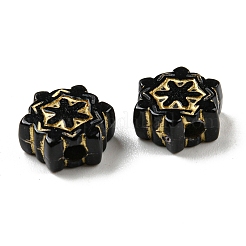 不透明なメッキアクリルビーズ  ゴールドライン入り  スノーフレーク  ブラック  9.5x8.5x4mm  穴：2mm  2080個/ 500g&nbsp;OACR-B013-06