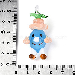 手作りのランプワークの漫画風タマネギペンダント  ミックスカラー  45~48x24~26.5x19.5~21mm  穴：3.5~4.5x3.5~4.5mm&nbsp;LAMP-T025-11M