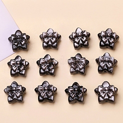 天然銀黒曜石ビーズ  蝶結びビーズの付いた星  16.5x16.5x12mm&nbsp;PW-WGCCD10-01