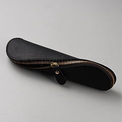 長方形の革製ペンバッグ  ジッパーペンバッグ  合金パーツ  学習用品  ブラック  200x52x42mm&nbsp;AJEW-WH20007-17A
