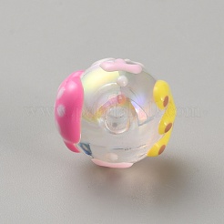 手作り透明アクリルビーズ  手描きのビーズ  桜の袋模様の丸型  苺  18x15mm  穴：2.5~3mm&nbsp;MACR-CJC0006-14C