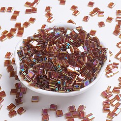 MIYUKIティラビーズ  日本製シードビーズ  2穴  （tl257)透明トパーズab  5x5x1.9mm  穴：0.8mm  約590個/50g&nbsp;SEED-X0054-TL257