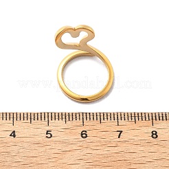 304ステンレススチールカフリング  ハート  ゴールドカラー  18mm  usサイズ1 3/4(13mm)&nbsp;RJEW-D317-01D-G