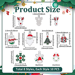 80 個 8 スタイルのクリスマス合金エナメルペンダント  混合図形  プラチナ  13.5~25x10~19x1~3mm  穴：1.6~2mm  10個/スタイル&nbsp;ENAM-UN0001-29