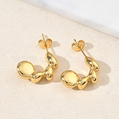 女性用304ステンレススチールスタッドピアス  イオンプレーティング（ip）  ゴールドカラー  20x6mm&nbsp;EJEW-K333-37G