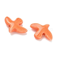手作りの陶器ビーズ  平和の鳩  光沢釉の磁器  オレンジ  17~17.5x13.5~14x4.5~5mm  穴：1.6~1.8mm&nbsp;PORC-D013-01I