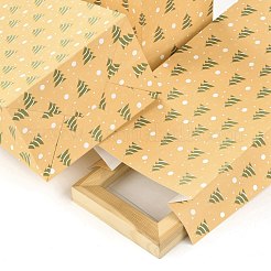 クリスマスイブのテーマ長方形紙キャンディーバッグ  ハンドルなし  ステッカー付き  ギフト＆食品用ラップバッグ用  サドルブラウン  クリスマスツリー模様  27x15x9.7cm  6個/袋&nbsp;CARB-G007-01C