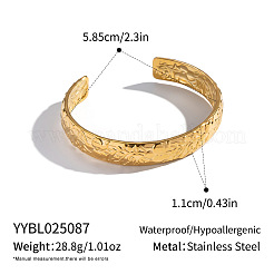 304ステンレススチール製、花柄オープンカフバングル（女性用）  18KGP本金メッキ  内径：2.30インチ（5.85cm）&nbsp;PL4091