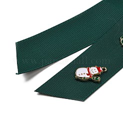 クリスマスポリエステルリボン安全ピンブローチ  合金エナメルサンタクロース＆キャンディケーン＆リース＆雪だるま付き  鉄のピン  ダークスレートグレー  170~175x65x0.6~4.5mm&nbsp;JEWB-H012-01B