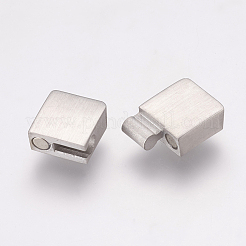 変色しにくい304ステンレススチール製のマグネット留め具と接着端  長方形  艶消し  ステンレス鋼色  21x10x5mm  穴：3x8mm&nbsp;STAS-E144-062P