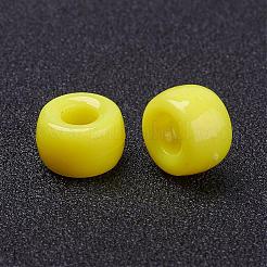 不透明なアクリルの欧州大きな穴ビーズ  バレル  きいろ  9x6mm  穴：4mm  約1900個/500g&nbsp;PL338-2