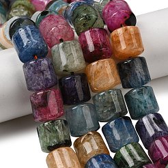 天然石瑪瑙ビーズ連売り  染め＆加熱  ドラム  ミックスカラー  14~14.5x13.5~14.5mm  穴：1~1.2mm  約28個/連  15.55