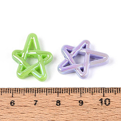 UVメッキ不透明アクリルビーズ  虹色の  スター  ミックスカラー  23x19x5mm  穴：2.2mm&nbsp;OACR-N153-17
