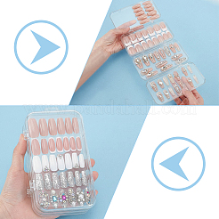ペット用プラスチックネイルアート収納ボックス2個  ステッカー2枚付き  長方形  透明  15.2x9.1x4.8cm&nbsp;MRMJ-UN0001-022
