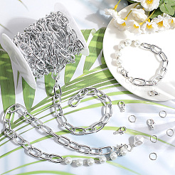 DIY酸化アルミニウムアズキチェーンネックレス/ブレスレット作成キット  銀  19.5~28x11~58x2.5mm  5 M&nbsp;DIY-SP0001-87B-S
