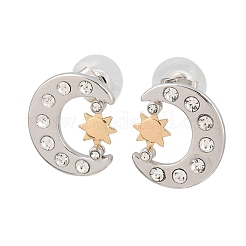 真鍮とクリスタルラインストーンのブレスレット、イヤリング、ネックレス、リング  ムーン  マルチカラー  473mm＆180mm＆20x17mm＆16mm&nbsp;WG06C1A-18