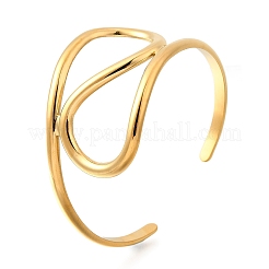女性用304ステンレススチールカフバングル  ゴールドカラー  1-3/8インチ（3.4cm）  内径：2-1/4インチ（5.6cm）&nbsp;BJEW-V012-01G