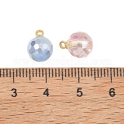 電気メッキガラスチャーム  ファセットカットのラウンドチャーム  真鍮製のペグベイル付き  18KGP本金メッキ  ミックスカラー  11x8mm  穴：1.6mm&nbsp;PALLOY-JF05532-02